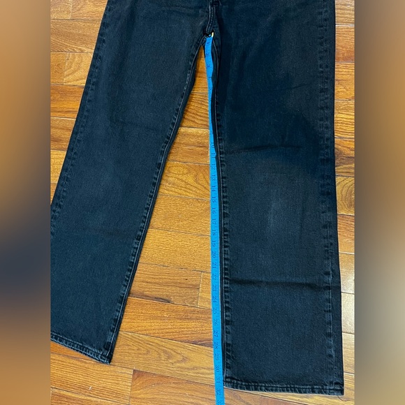 Mango Kaia Straight Wide Leg Jeans 100% Cotton Black Womens 12 Great Condition - Picture 8 of 10